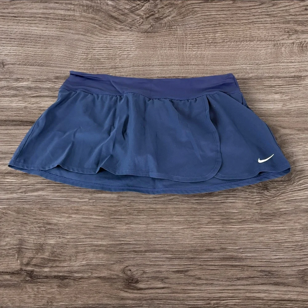 Nike Women's Large Blue Swim Bottom Mini Skort  Polyester Pull On Solid (738)